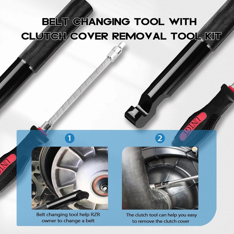 UNIGT Belt Changing Tool with Clutch Cover Removal Tool Kit Compatible with Polaris 800 900 S 1000 XP XP4 General 1000 - Combo Package - Image 2
