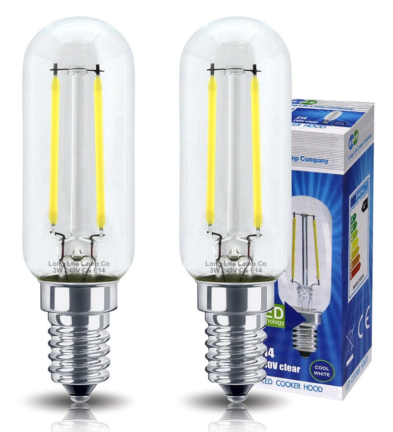 Long Life Lamp Company شركة لمبات الحياة الطويلة 2 عبوة لمبة هود طهي LED 3 واط 40 واط سطوع توفير الطاقة SES E14 برغي صغير
