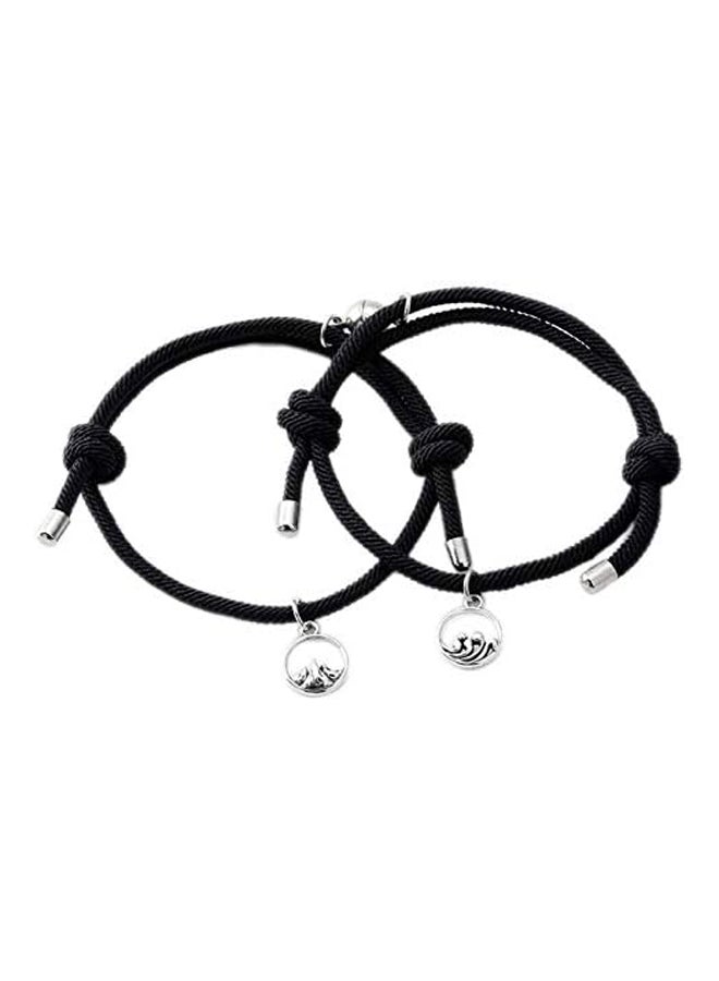 COLORFUL BLING 4Pcs Moutain and Ocean Couple Magnetic Bracelets Set Handmade Braided Rope Mutual Attraction Bracelet for Lover Boyfriend Girlfriend, metal string, alloy,  - Image 3