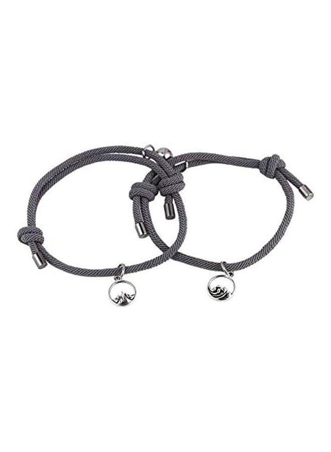COLORFUL BLING 4Pcs Moutain and Ocean Couple Magnetic Bracelets Set Handmade Braided Rope Mutual Attraction Bracelet for Lover Boyfriend Girlfriend, metal string, alloy,  - Image 4