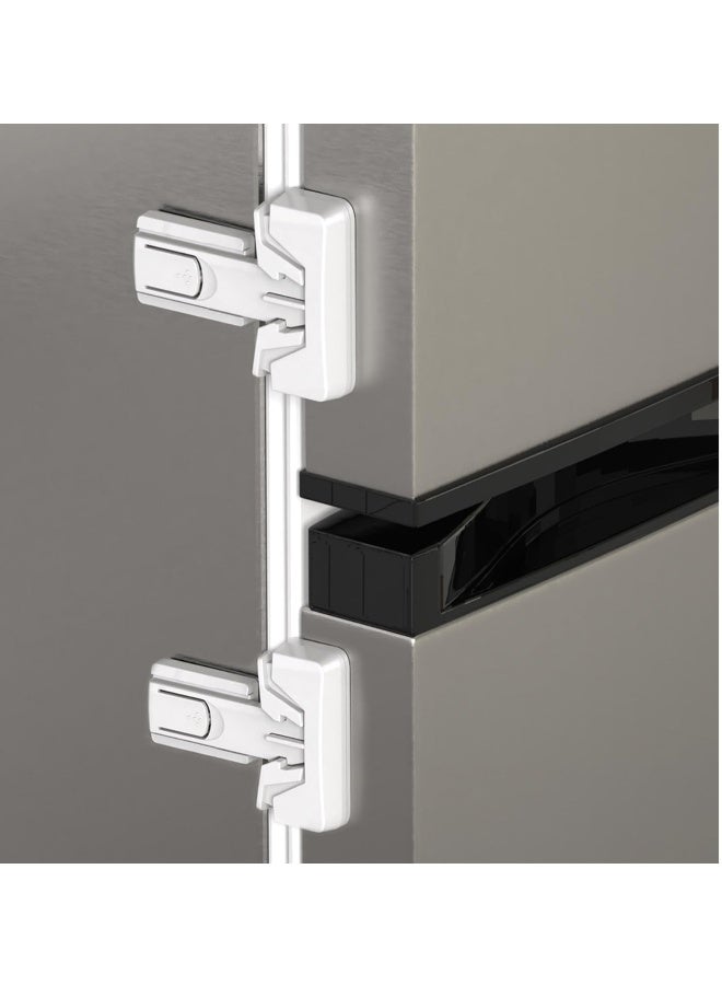 2 Pack Refrigerator Fridge Freezer Door Lock for Kids and Aging Seals, Baby Proofing Cabinets, Cabinet Locks for Baby, Child Proof Refrigerator Latch Lock to Keep Door Closed, No Tools Required, White - Image 1