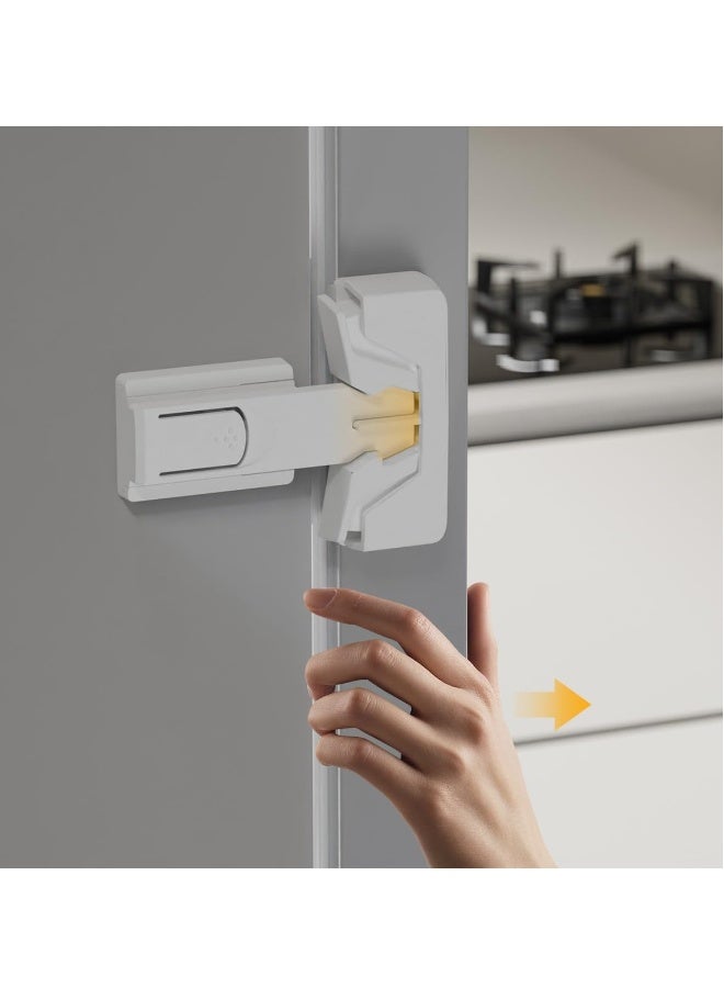 2 Pack Refrigerator Fridge Freezer Door Lock for Kids and Aging Seals, Baby Proofing Cabinets, Cabinet Locks for Baby, Child Proof Refrigerator Latch Lock to Keep Door Closed, No Tools Required, White - Image 4