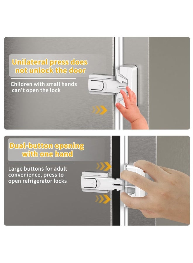 2 Pack Refrigerator Fridge Freezer Door Lock for Kids and Aging Seals, Baby Proofing Cabinets, Cabinet Locks for Baby, Child Proof Refrigerator Latch Lock to Keep Door Closed, No Tools Required, White - Image 2