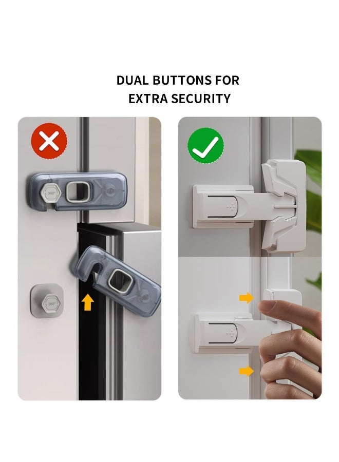 2 Pack Refrigerator Fridge Freezer Door Lock for Kids and Aging Seals, Baby Proofing Cabinets, Cabinet Locks for Baby, Child Proof Refrigerator Latch Lock to Keep Door Closed, No Tools Required, White - Image 3