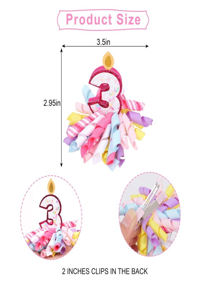 Agkvw 3rd Birthday Korker Hair Bow - 3rd Birthday Candle Number Hair Accessories, Third Birthday Girl Hair Clips, 3rd birthday Hair Bow - Image 3