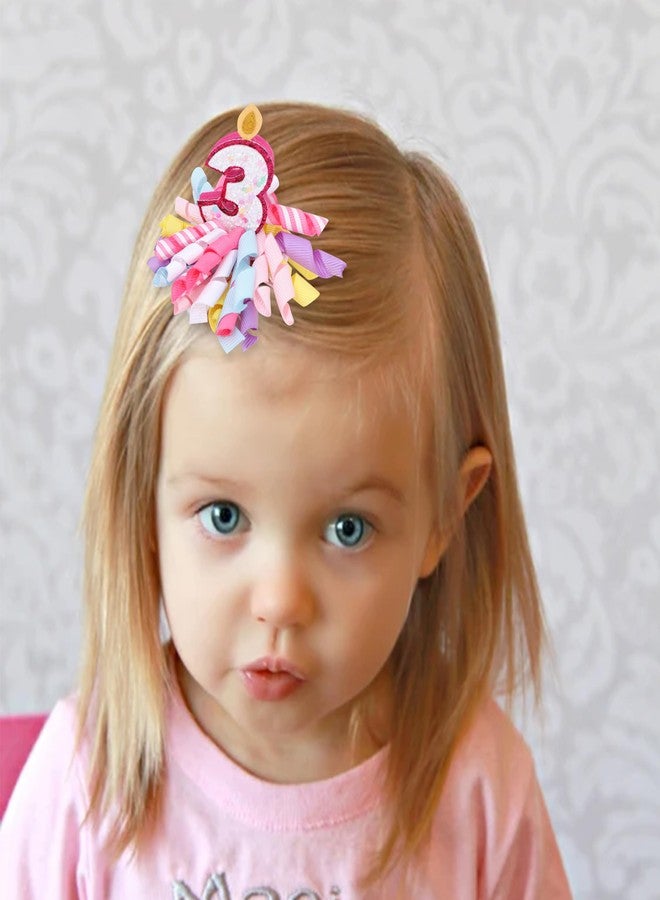Agkvw 3rd Birthday Korker Hair Bow - 3rd Birthday Candle Number Hair Accessories, Third Birthday Girl Hair Clips, 3rd birthday Hair Bow - Image 2
