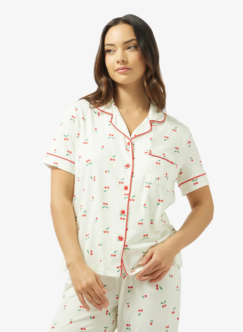 Ginger Floral Button Up Shirt & Pyjama Coord Set
