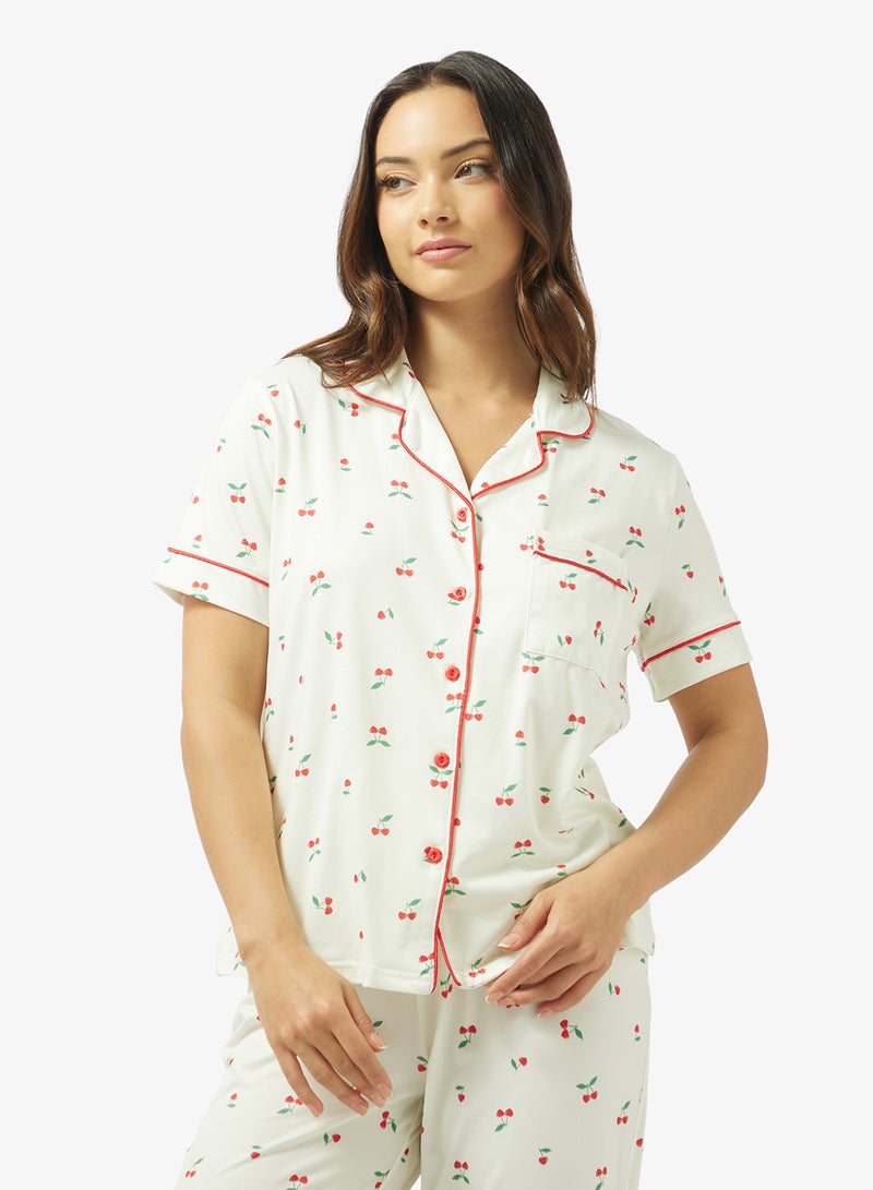 جينجر طقم بيجامة وقميص بأزرار وطبعة زهور - Image 3