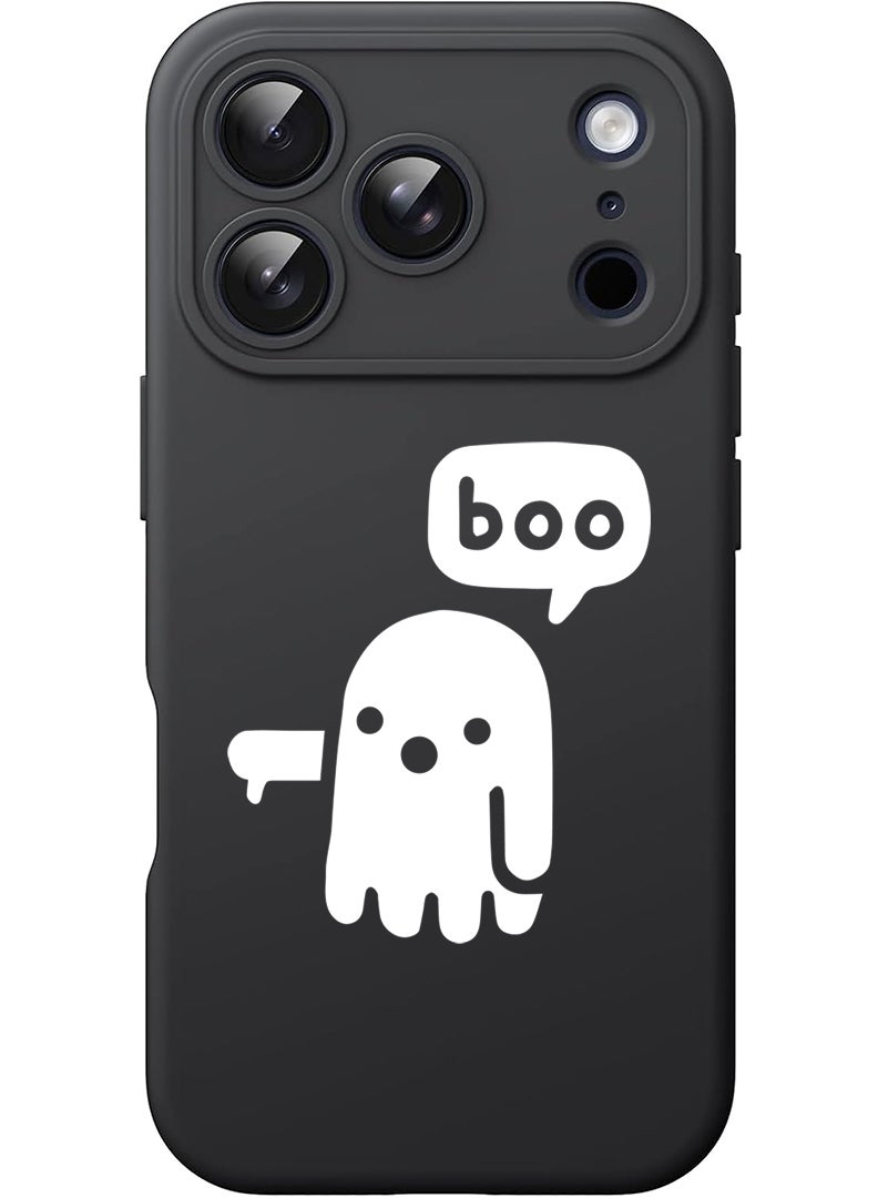 Theodor Protective Slim Fit Case Liquid Silicone Cover with Full Body Protection Anti-Scratch Shockproof Case For Apple iPhone 17 Pro (Black) Boo - White - Image 1