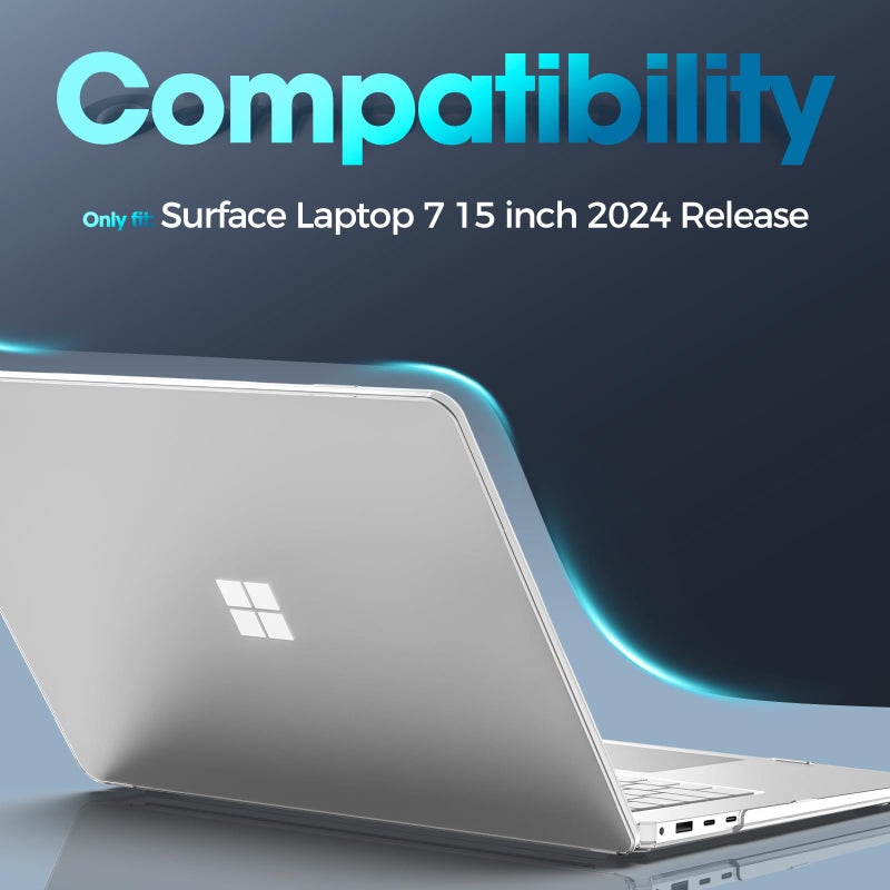 Procase حافظة ProCase الواقية لجهاز Microsoft Surface Laptop 7 15 بوصة إصدار 2024، غلاف شفاف صلب مع تصميم متين وخفيف الوزن - كريستال - Image 2