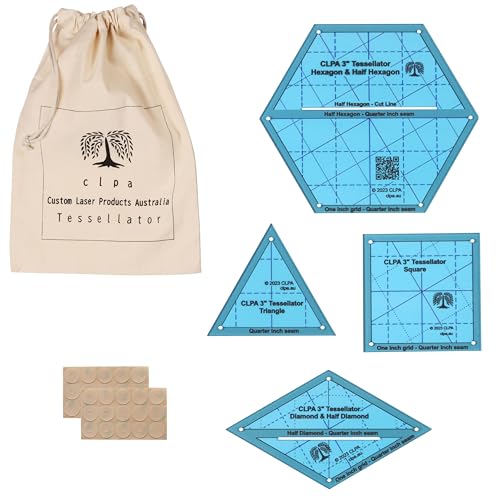 CLPA 3" Tessellation Set — PETG Quilting Templates — Patchwork and English Paper Piecing — Quilting Ruler Template — Clear PETG — Made in Australia - Image 1