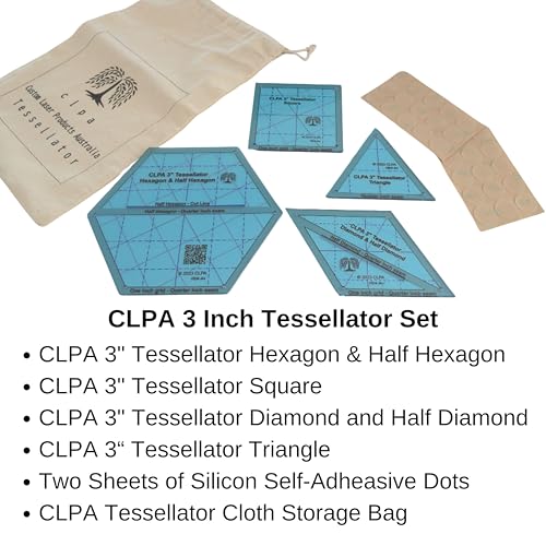 CLPA 3" Tessellation Set — PETG Quilting Templates — Patchwork and English Paper Piecing — Quilting Ruler Template — Clear PETG — Made in Australia - Image 3