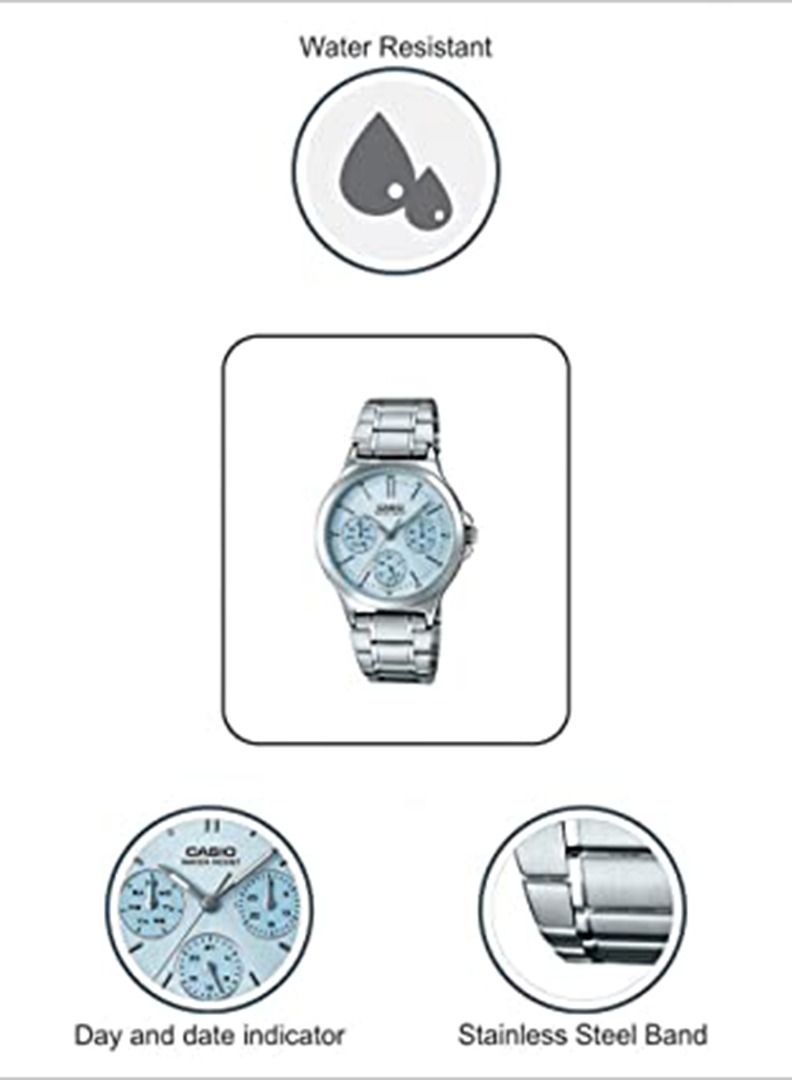 CASIO Women's Enticer Analog Watch LTP-V300D-2AUDF - 34 mm - Silver - Image 5
