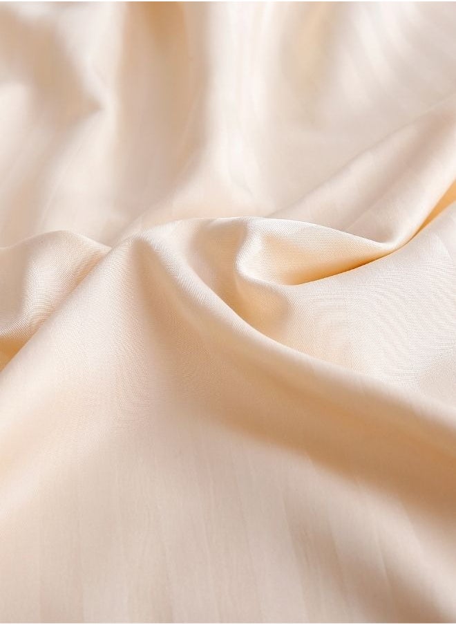 LUNA Home - Premium King Size 6Piece Bedding Set Without Filling Cream  Satin Striped Design - Image 1