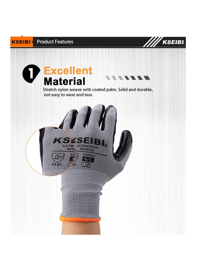KSEIBI Nitrile Gloves L (#9) – Durable, Chemical-Resistant, and Latex-Free  - Image 3