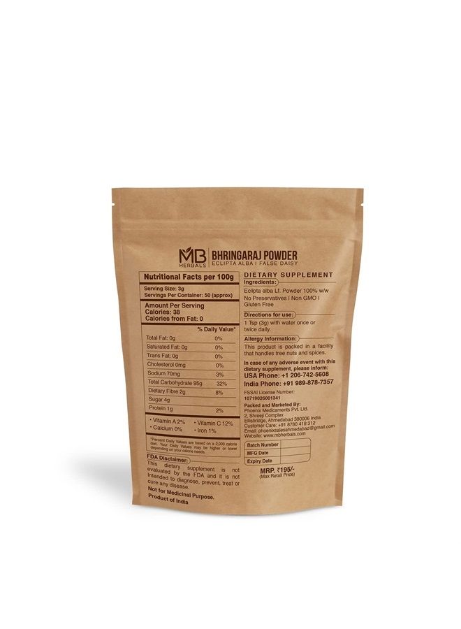 MB Herbals Pure Bhringraj Powder 100 Grams | Pure Bhringaraj Eclipta Alba Powder | Hair Growth - Image 2