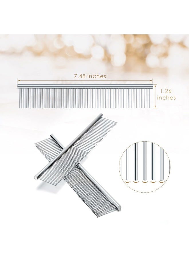 Perthlin 2 Pieces Macrame Comb Macrame Brush Macrame Fringe Comb Dog Stainless Steel Metal Combs Macrame Tassel Brush Supplies For Macrame Fringe Cord Pet Dog Cat Grooming Comb (Silver) - Image 2