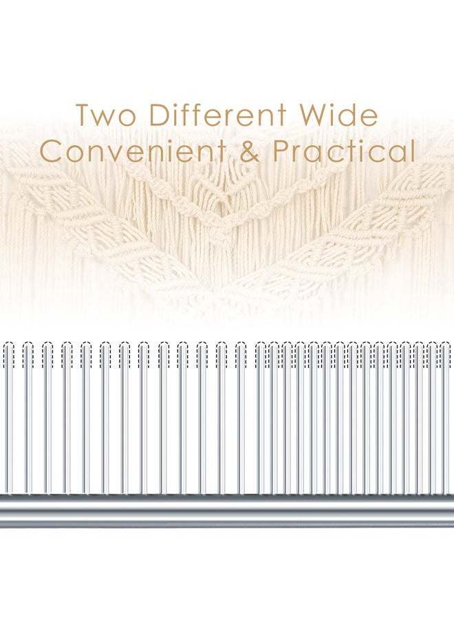 Perthlin 2 Pieces Macrame Comb Macrame Brush Macrame Fringe Comb Dog Stainless Steel Metal Combs Macrame Tassel Brush Supplies For Macrame Fringe Cord Pet Dog Cat Grooming Comb (Silver) - Image 4