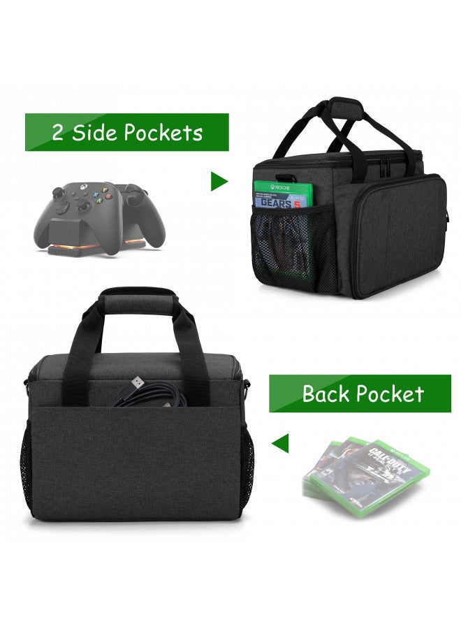 CURMIO CURMIO Game Console Carrying Case Compatible for Xbox Series X, Portable Carrying Bag with Shoulder Strap for Controllers, Cables, Headsets, Ideal for Game Player, Black, Patent Pending, Bag Only  - Image 2