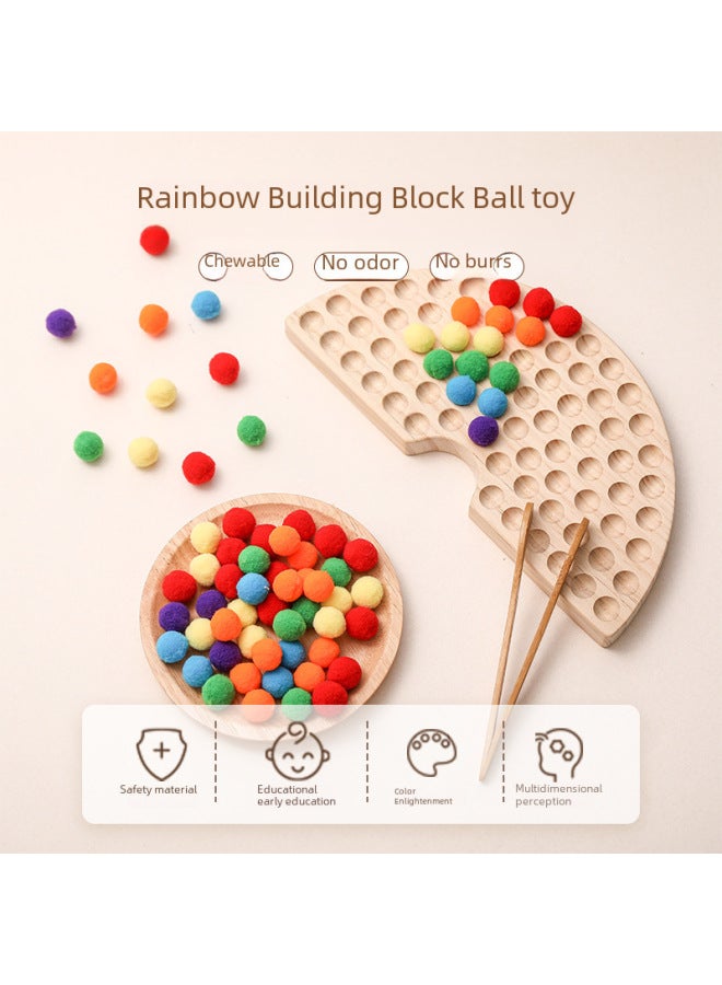 Rainbow Building Blocks Pinch Ball Toy Children's Early Education Educational Hands-on Toy Hand-eye Coordination Pinch Bead Toy-Color:Macaroon - Image 2