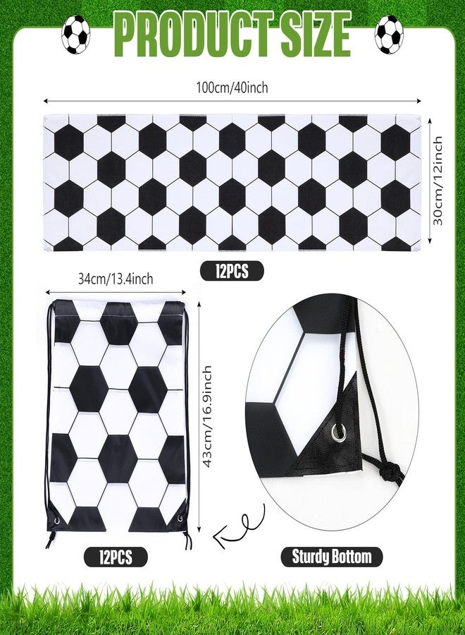 Hahafelt 24 Pack Soccer Gifts Soccer Drawstring Bag Including 12 Pcs Soccer Cooling Towels, 12 Pcs Soccer Drawstring Backpack Soccer Party Favor for Teen Sport Team Gift - Image 2