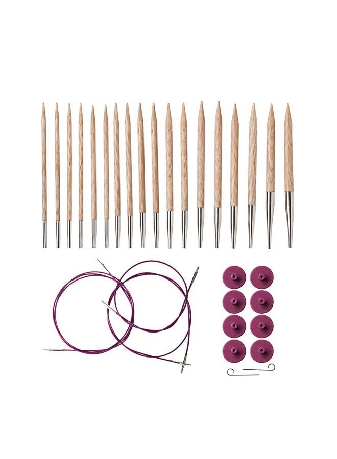 KnitPicks Options Wood Interchangeable Knitting Needles Set - US 4-11 (Sunstruck) - Image 1