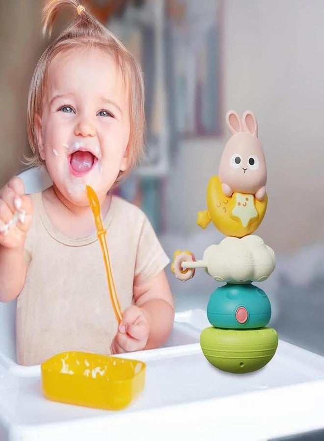 Ruzarth Goosey Giggles Baby Rattle Toy with Suction Cup - Musical Spinner Sensory Toy for High Chair & Table, Montessori Learning Toy for Babies 6-18 Months, Infant Activity Toy Best Gift for Kids (Bunny Bliss) - Image 4