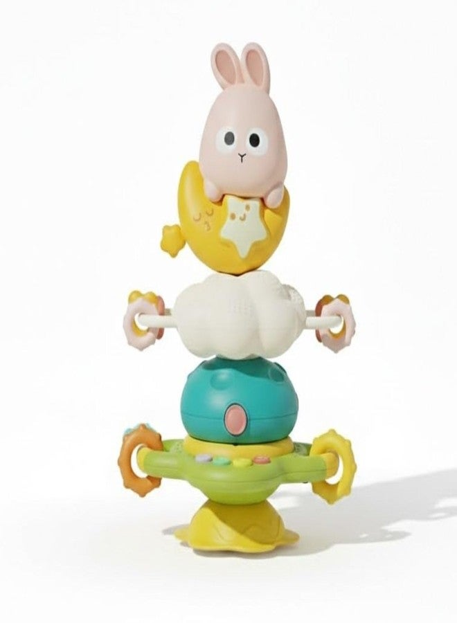 Ruzarth Goosey Giggles Baby Rattle Toy with Suction Cup - Musical Spinner Sensory Toy for High Chair & Table, Montessori Learning Toy for Babies 6-18 Months, Infant Activity Toy Best Gift for Kids (Bunny Bliss) - Image 1