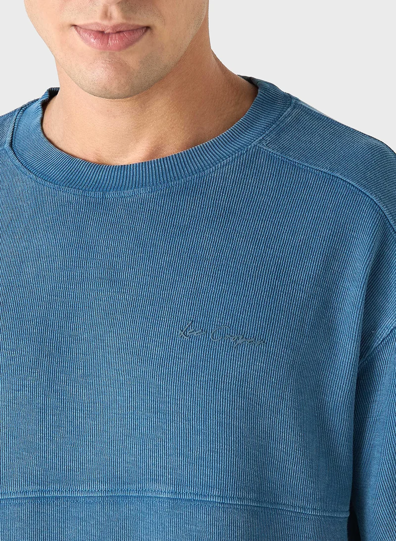 لي كوبر Lee Cooper Ribbed Crew Neck T-shirt with Short Sle