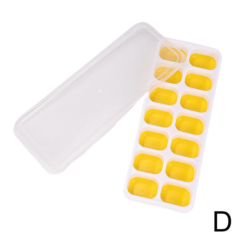 14-compartment square ice cube mold with lid, silicone soft bottom for easy demolding, homemade ice cube tray - Image 1