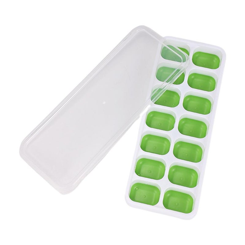 14-compartment square ice cube mold with lid, silicone soft bottom for easy demolding, homemade ice cube tray - Image 2