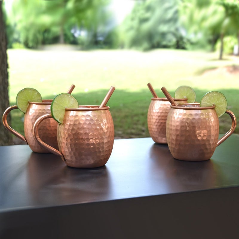 BOLD & DIVINE Authentic Moscow Mule Coper Mugs | Set of 4-100% Pure Coper Mugs 16 oz - Premium Moscow Mule Copper Cups Set of 4 - Solid Copper Cups Perfect Premium Gift - Image 2