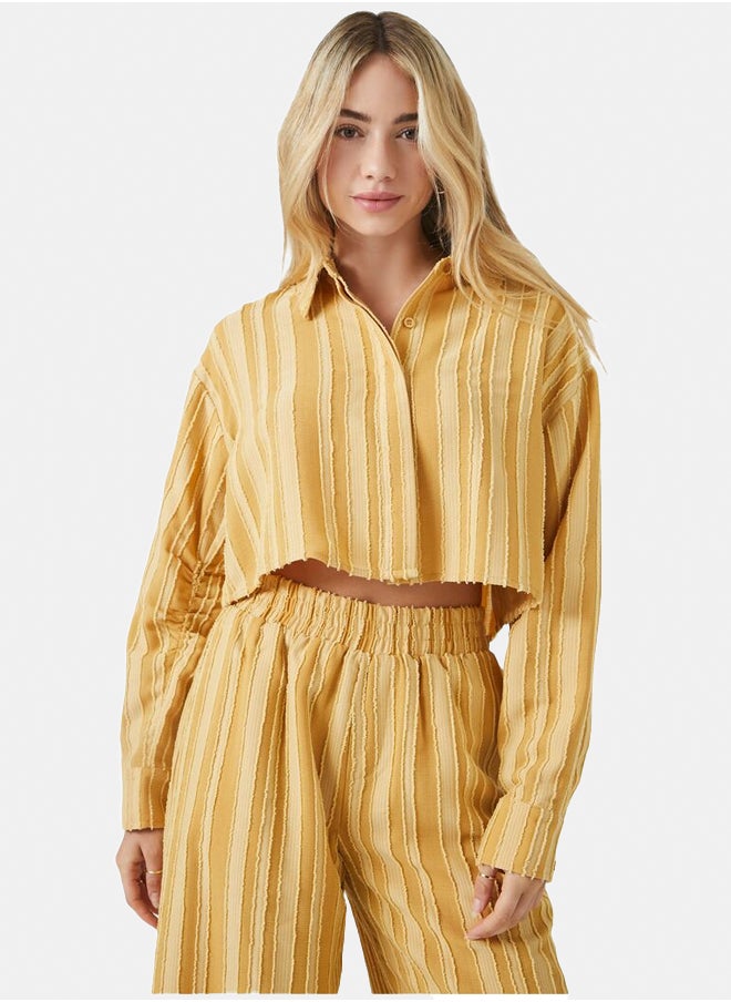 FOREVER 21 - Cropped Stripe Shirt - Image 1