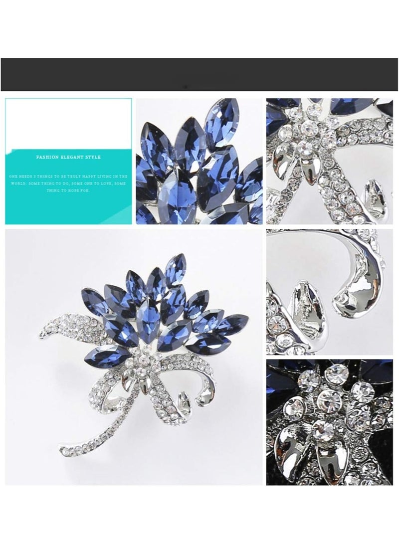 Goolsky 1pc Exquisite Elegant Vintage Multi-Layered Rhinestone Brooch - Fashionable Simple Style, Sparkling Blue Crystal Accented, Retro Corsage Accessory with Secure Pin Back for Women, Perfect for Wedding, Party, Daily Wear  - Image 2