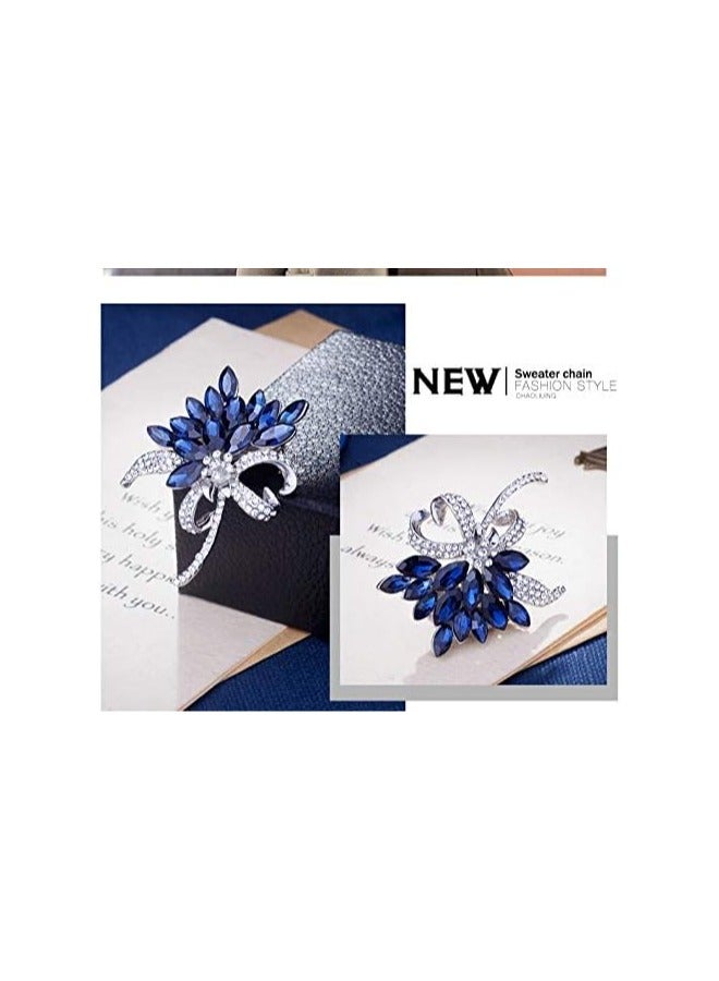 Goolsky 1pc Exquisite Elegant Vintage Multi-Layered Rhinestone Brooch - Fashionable Simple Style, Sparkling Blue Crystal Accented, Retro Corsage Accessory with Secure Pin Back for Women, Perfect for Wedding, Party, Daily Wear  - Image 3