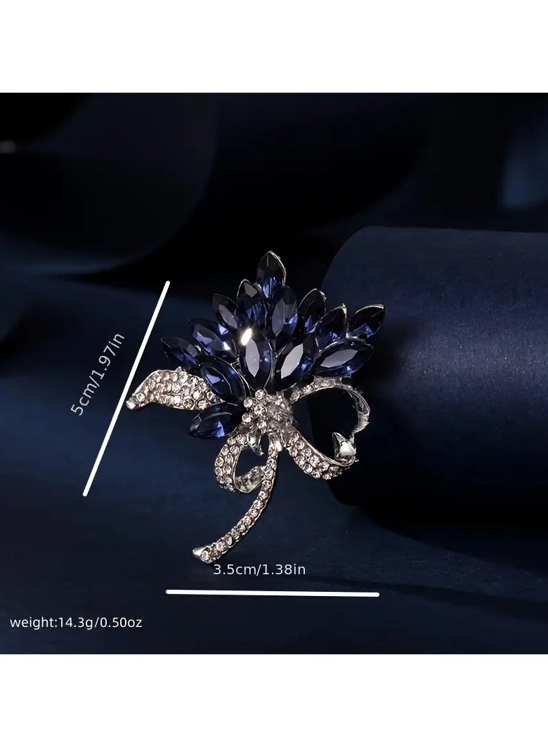 Goolsky 1pc Exquisite Elegant Vintage Multi-Layered Rhinestone Brooch - Fashionable Simple Style, Sparkling Blue Crystal Accented, Retro Corsage Accessory with Secure Pin Back for Women, Perfect for Wedding, Party, Daily Wear  - Image 5