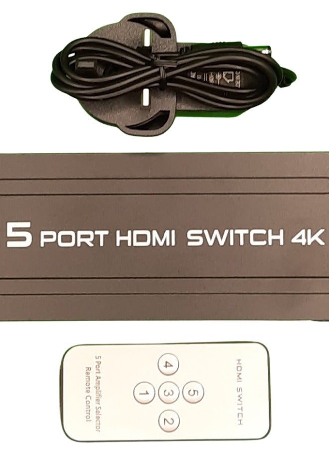 مفتاح HDMI بخمسة منافذ بدقة 4K | محدد HDMI بخمسة منافذ مع جهاز تحكم عن بُعد | يدعم دقة 4K بتردد 30 هرتز | توصيل وتشغيل فوري - Image 4