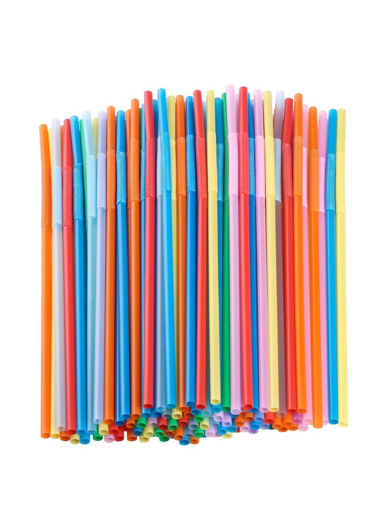 12.8inch Disposabl Drinking Straws, Colorful Extra Long Flexible Bendy Party Straws, 100 Pieces