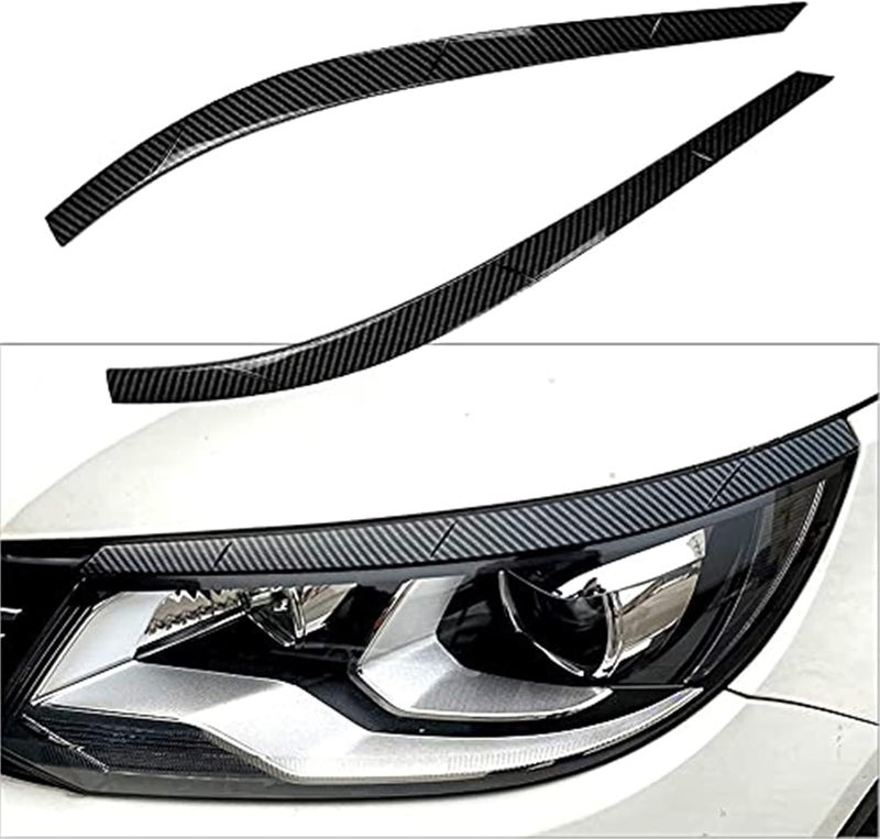 QASULER Carbon Fiber Look Headlight Eyelid Trim for VW Tiguan - Image 4