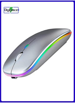 Wireless Charging Mouse, 2.4GHz Wireless and Bluetooth Dual Mode, With USB Receiver, Slim Portable Silent Mouse, RGB Lights, Compatible with Laptop, Desktop Computer, Silver - pzsku/Z5FBC68EAF8248CC4FD14Z/45/_/1736752560/4f355532-fdc6-42d6-84f3-34e6ebdc02b4