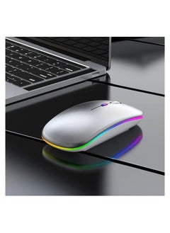 Wireless Charging Mouse, 2.4GHz Wireless and Bluetooth Dual Mode, With USB Receiver, Slim Portable Silent Mouse, RGB Lights, Compatible with Laptop, Desktop Computer, Silver - pzsku/Z5FBC68EAF8248CC4FD14Z/45/_/1736752564/895c2846-930b-434a-b922-099c0aea6b52