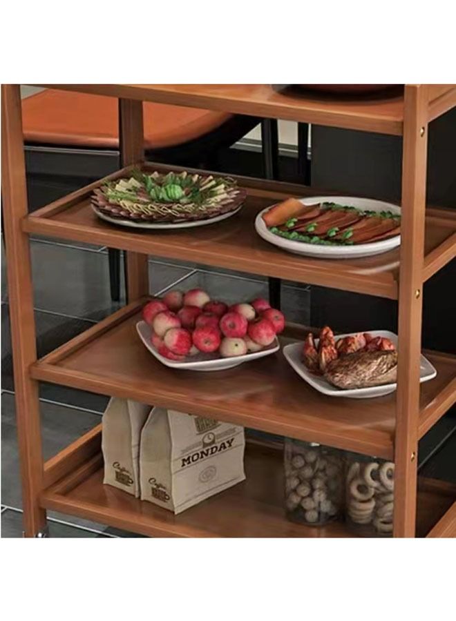 LINGWEI 1-Piece Bamboo Moveable Serving Trolley Shelf Rack 3-Tier  - Image 3