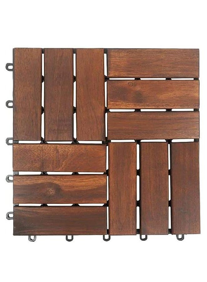 LINGWEI 10PCS Hardwood Interlocking Flooring Decking Waterproof Outdoor Flooring Slip-Resistant & Durable Surface - Image 2