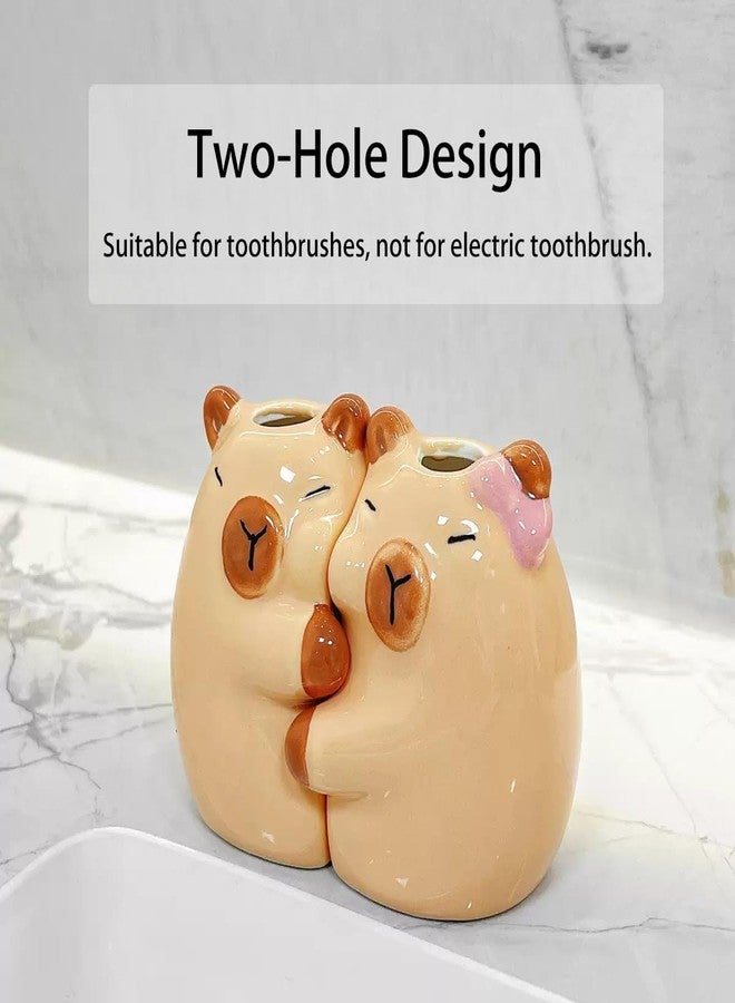 Tuioyoc Toothbrush Holder for Bathroom, Cute Ceramic Tooth Brush Holders for Bathroom Countertop Table Decor - Image 3