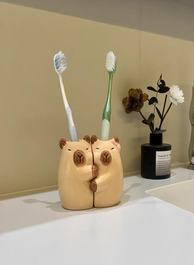 Tuioyoc Toothbrush Holder for Bathroom, Cute Ceramic Tooth Brush Holders for Bathroom Countertop Table Decor - Image 4