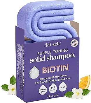 Kitsch Purple Shampoo Bar for Blonde Hair Toning Purple Shampoo Bars with Biotin for Strengthening Hair Neutralizing Brassy Tones Vegan Solid Shampoo Bar for Hair Shine Zero Waste 32 oz - Image 1