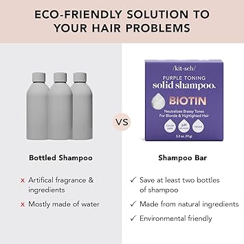 Kitsch Purple Shampoo Bar for Blonde Hair Toning Purple Shampoo Bars with Biotin for Strengthening Hair Neutralizing Brassy Tones Vegan Solid Shampoo Bar for Hair Shine Zero Waste 32 oz - Image 4
