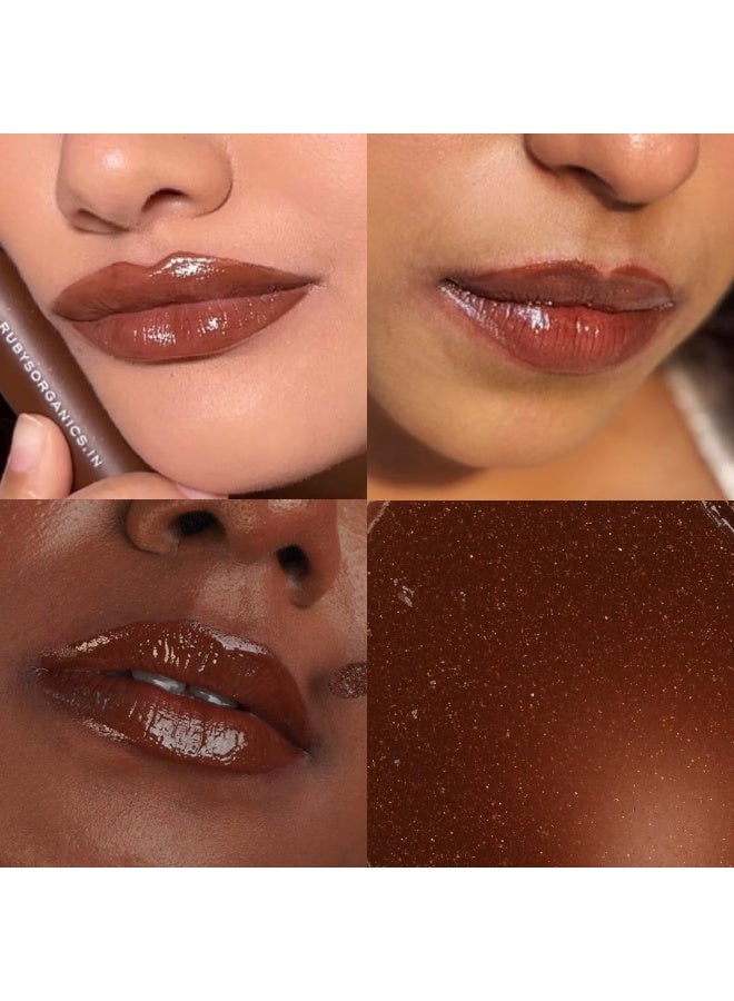 Ruby's Organics Lip Oil Gloss for Women and Girls, All Skin Tones- Moisturizing, Long Lasting, Non Sticky and Non Drying Formula, Glossy Texture, Natural Lip Makeup, Paraben Free - Bourbon, 6.5ml - Image 4