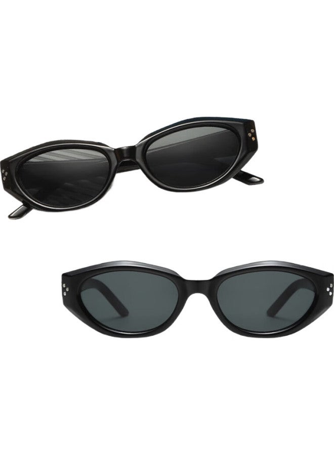 Boshide نظارات شمسية للأطفال، نظارات عيون قطة، تصميم عتيق مع حماية من الأشعة فوق البنفسجية، إطار أسود مع عدسات رمادية - Image 1