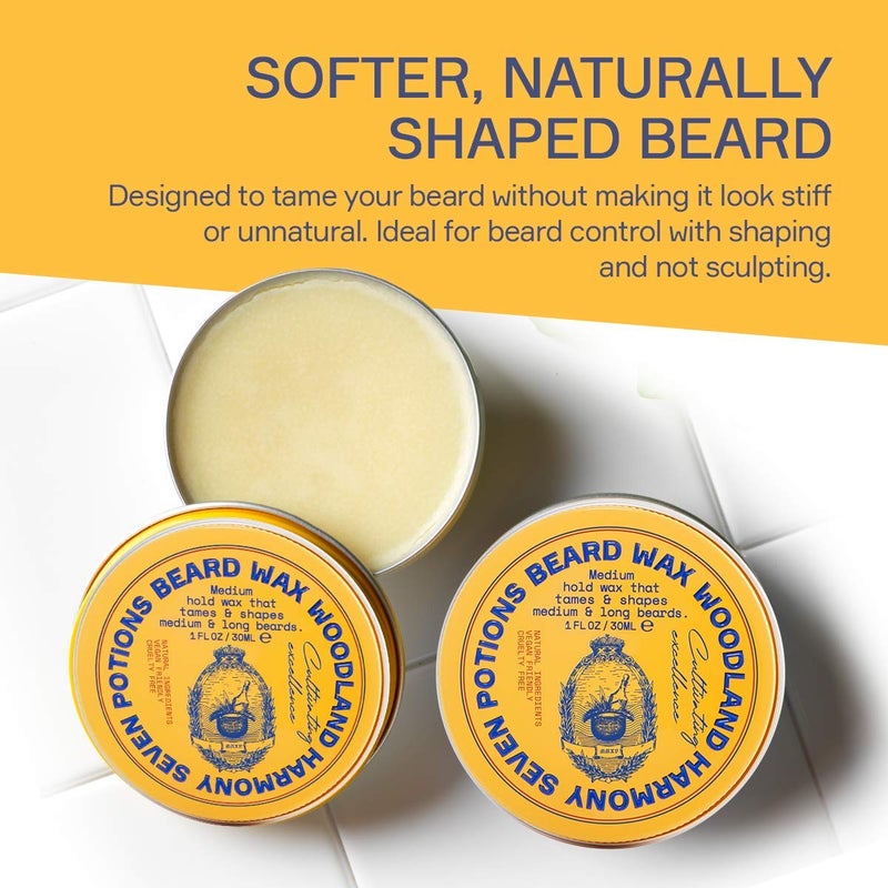 SEVEN POTIONS Natural Beard Styling Wax for Medium Hold - 1 oz, Shapes and Nourishes Without Stiffness (Woodland Harmony) - Image 2